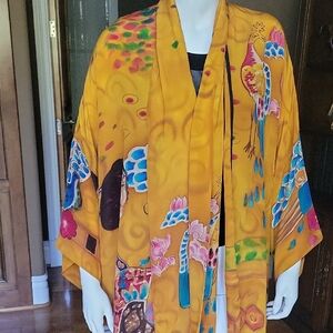 Delimma Kimono Jacket 100 % Silk Hand Painted.
